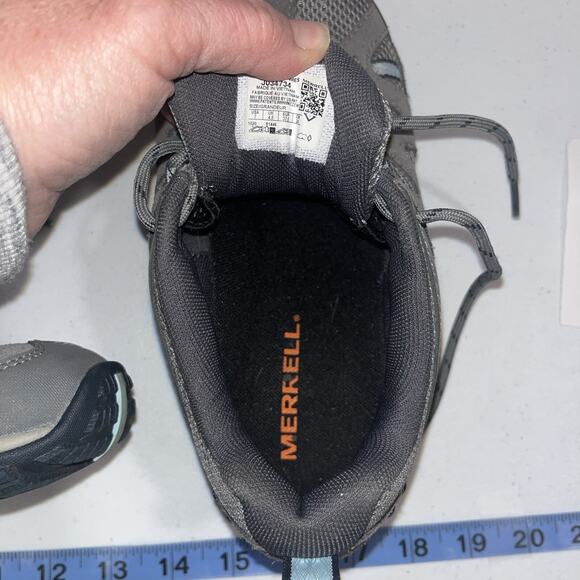 Merrell Women's Gray Blue Sneakers Hiking Shoes 7 Rugged Camping Outdoor - Picture 7 of 12